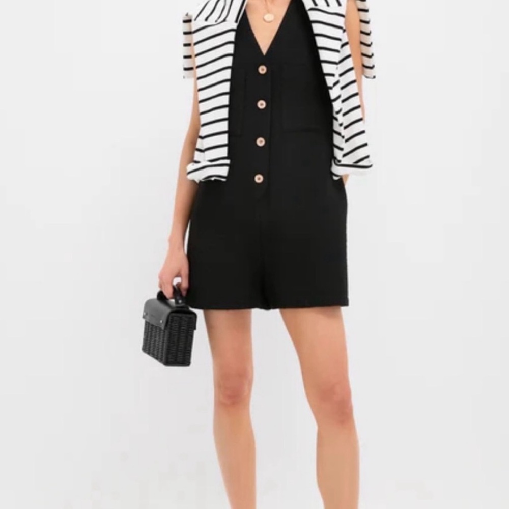 Tuckernuck Myla Black Button-Up Romper. Medium
